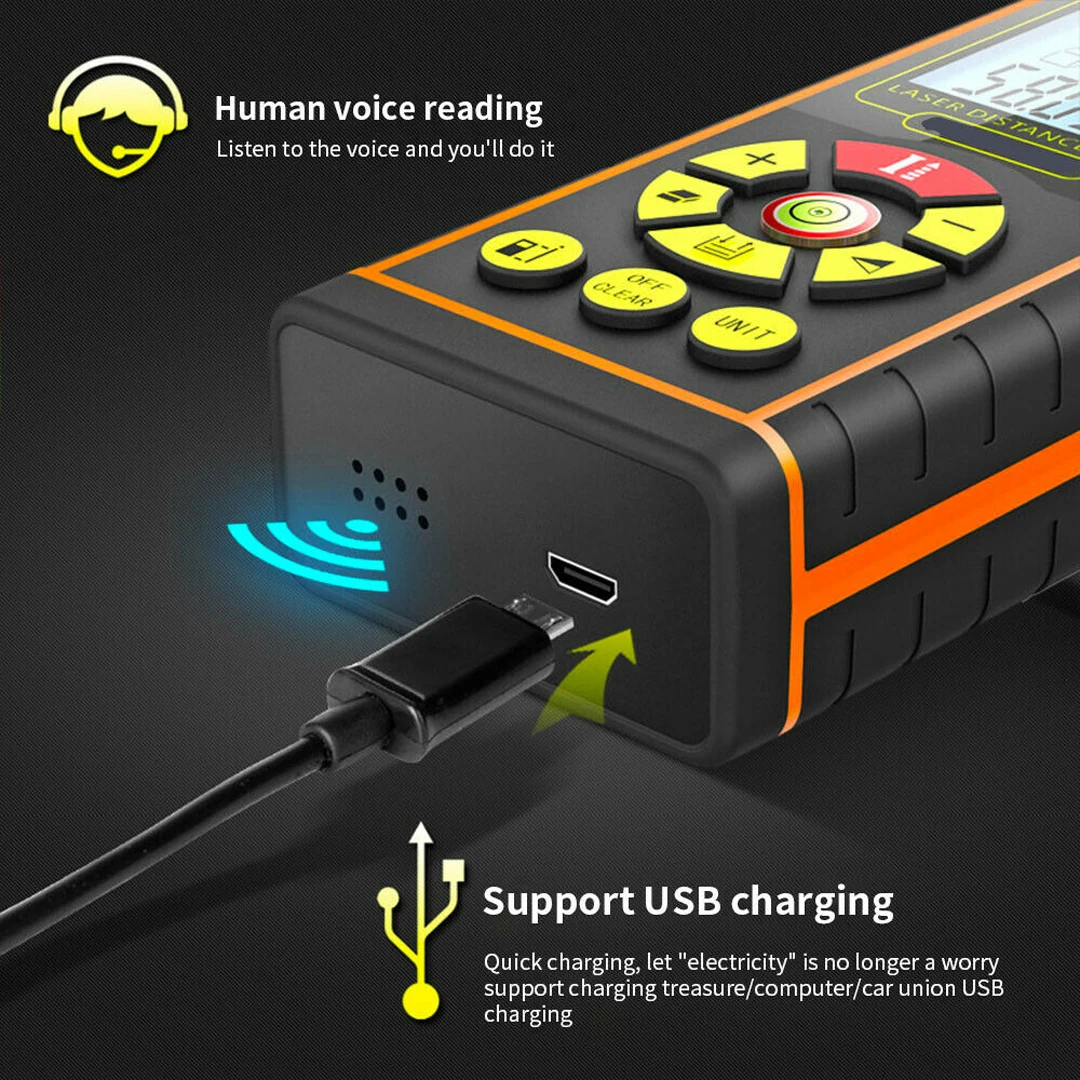 40m/1mm Distance Area Volume Range Finder Battery LCD Digital Laser Rangefinder Construction Decoration Measure Tool
