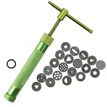 

Paste Extruder Clay Fondant Cake Tool Bakeware Gun Sculpture Mold Craft With 20 Tips Stainless Steel #3