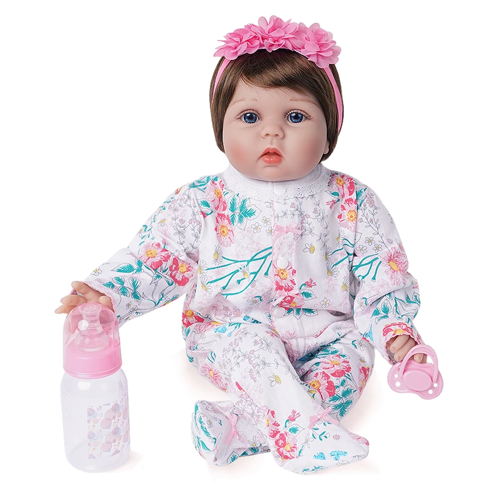 55 см Reborn Baby Dolls девочка новорожденная игрушка силиконовый винил Белый Цветочный наряд