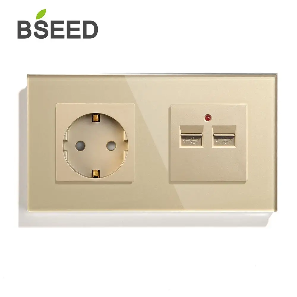 BSEED EU стандартная розетка с двойным USB зарядным устройством настенная белого и