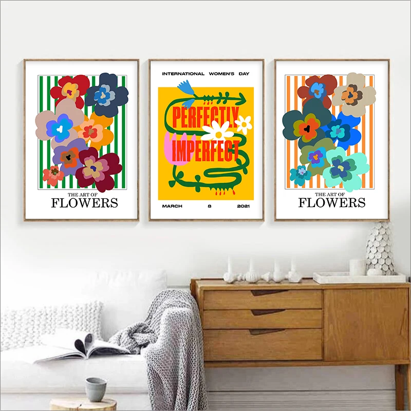 

Abstract Colorful Flower Wall Art Canvas Painting Nordic Floral Posters And Prints Pictures For Living Room Home Decor