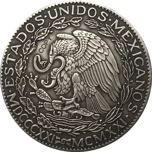 1921 Мексика 2 песо Монеты копия, 39 мм