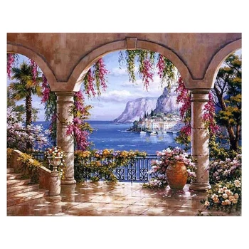 

DIY Paint By Numbers Canvas Oil Painting Kit for Kids & Adults 40 x 50cm Drawing Paintwork Arch-with Frame