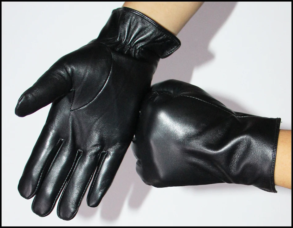 men's waterproof gloves Leather Gloves Men's High-grade Goatskin Gloves Autumn and Winter Outdoor Warmth Plus Velvet Sheepskin Gloves Driving Gloves New ski mittens mens Gloves & Mittens