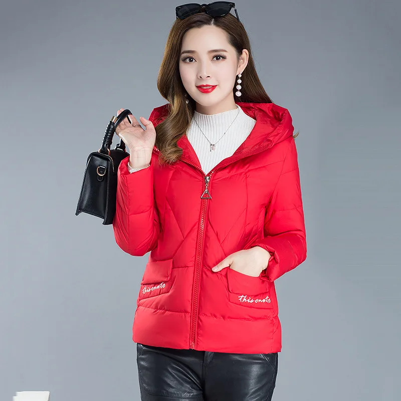 

Simple Short Fashion Warm Cotton Coat 2019 Winter New Style Korean-style Long Sleeve Hooded Slim Fit Versatile Cotton Overcoat