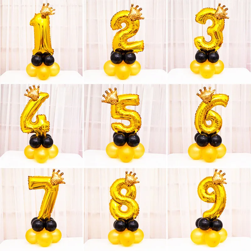 32 дюйма количество Фольга шар цепь золотая цифр Globos День рождения украшения для