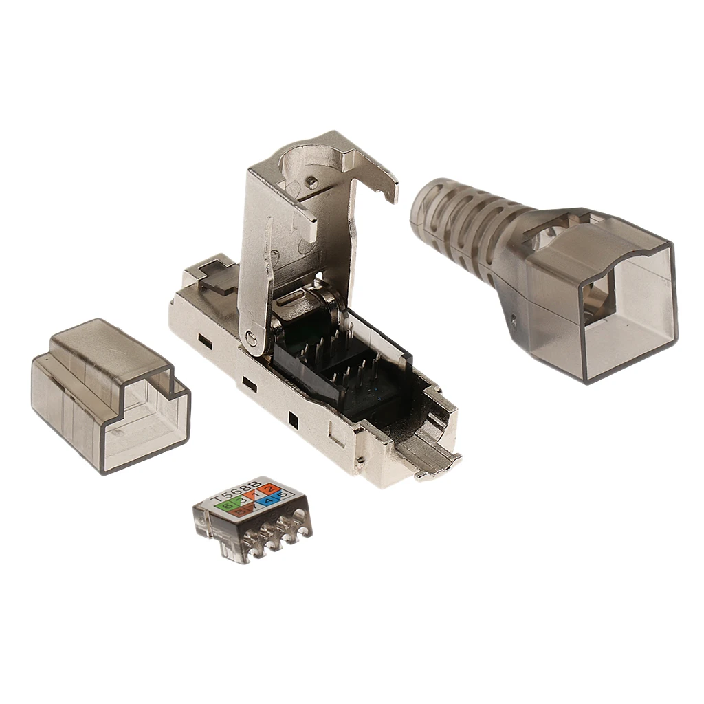 5x CAT6A RJ45 Network Connector Modular Plugs Shielded Connectors Ethernet