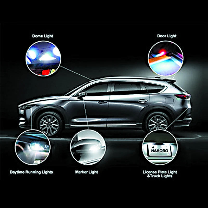 

10 Pcs T10 3030 3SMD White LED Bulbs Car Dashboard Reading License Plate Door Tail Box Width Indicator Detection Indoor Light