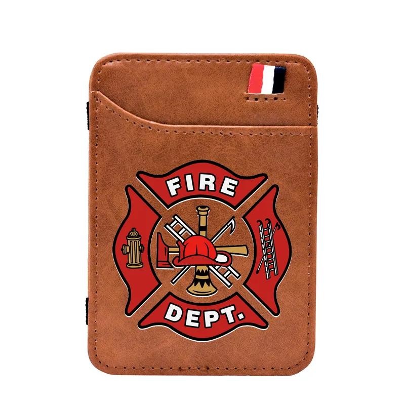 

Fashion Digital Printing Classic Firefighter Pu Leather Magic Wallets Fashion Men Money Clips Card Purse Thin Cash Holder
