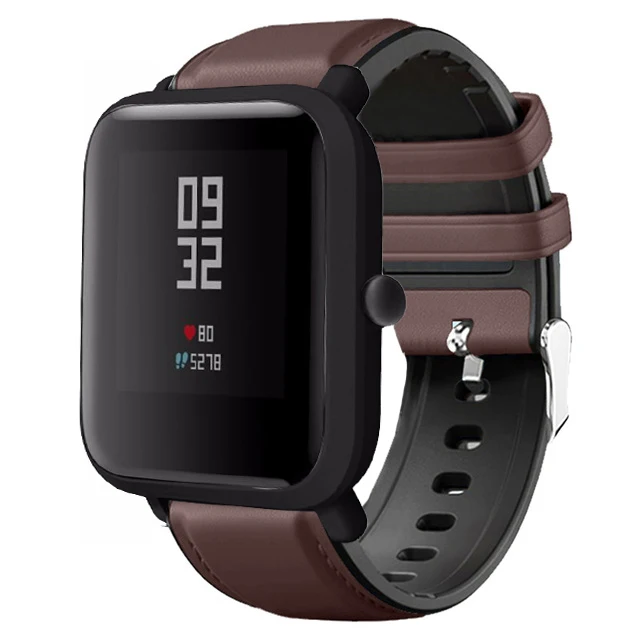22 мм ремешок для часов Amazfit Bip из натуральной кожи Силиконовый ремешок для часов Amazfit GTS Браслет smartwatch Браслет