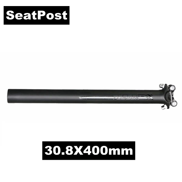 Seatpost 30.8X400mm TOSEEK черный матовый углеродный Fibe велосипедные дорожные комплекты для руля велосипед дорожный изогнутый стержень руля подседельный штырь - Цвет: Seatpost 30.8X400mm