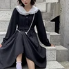 Dress Women Dark Fashion Preppy Style Long Sleeve Lolita Dresses Japanese Sweet Peter Pan Collar Long Ladies Elegant Dresses ► Photo 2/6