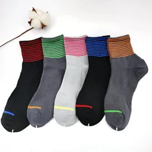 College Style School Students Short Socks Autumn Winter Warm New Fashion Women Vintage Sock Female Striped Leg Sox 5Pairs