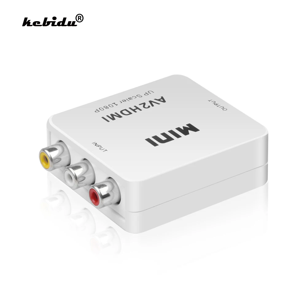 Адаптер kebidu mini RCA AV папа-мама совместимый с HDMI преобразователь Full HD 1080P