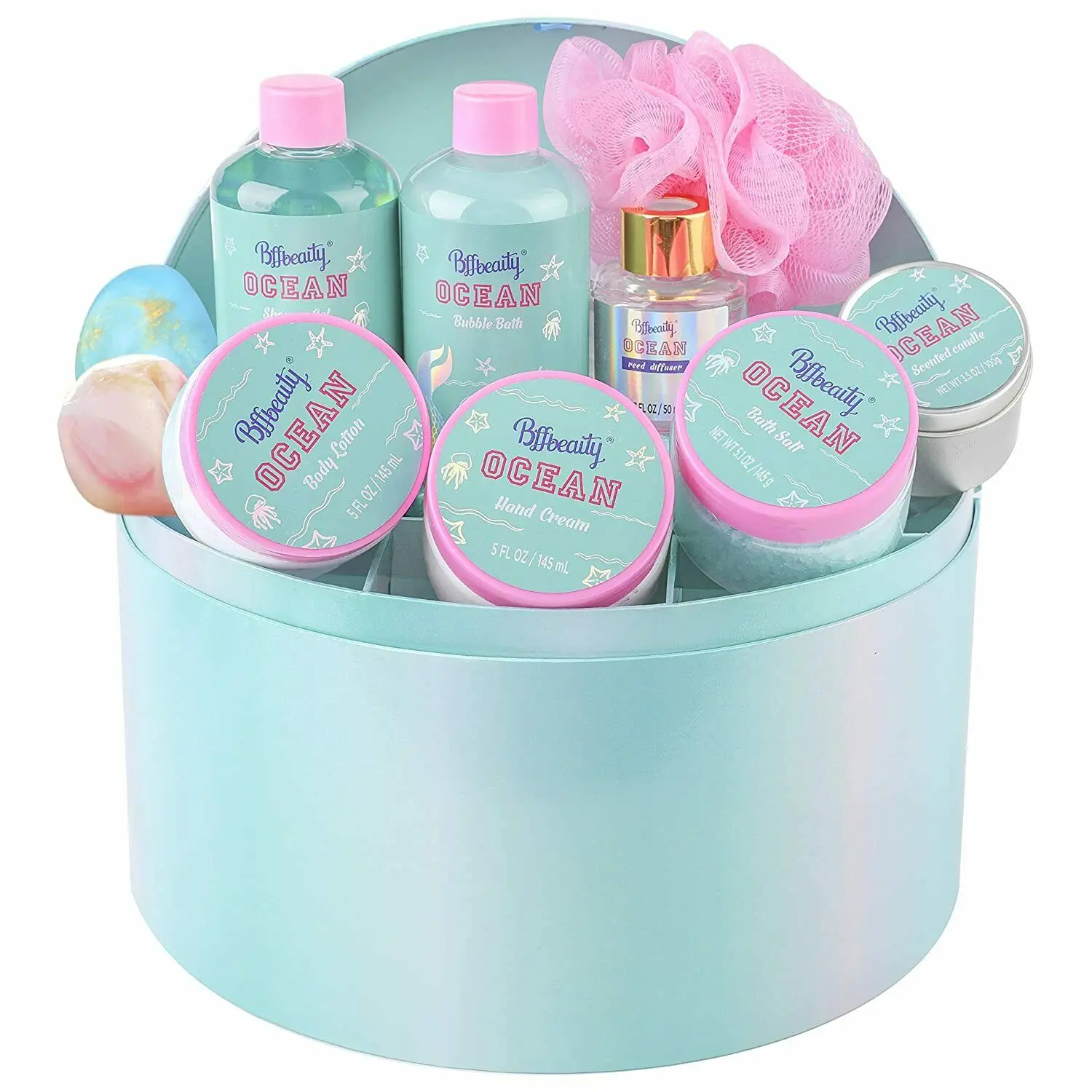 Refreshing Ocean Scent Spa Gift Basket, 11pcs Bath & Body Set for Women, Gift Set for Her, with Jewelery Box 1
