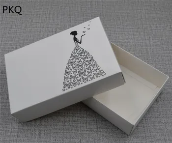 

150Pcs Wholesale Wedding Box Party Favor Gift Box Bride Printing Kraft Paper Boxes White Cardboard Candy Box 18x12x4cm