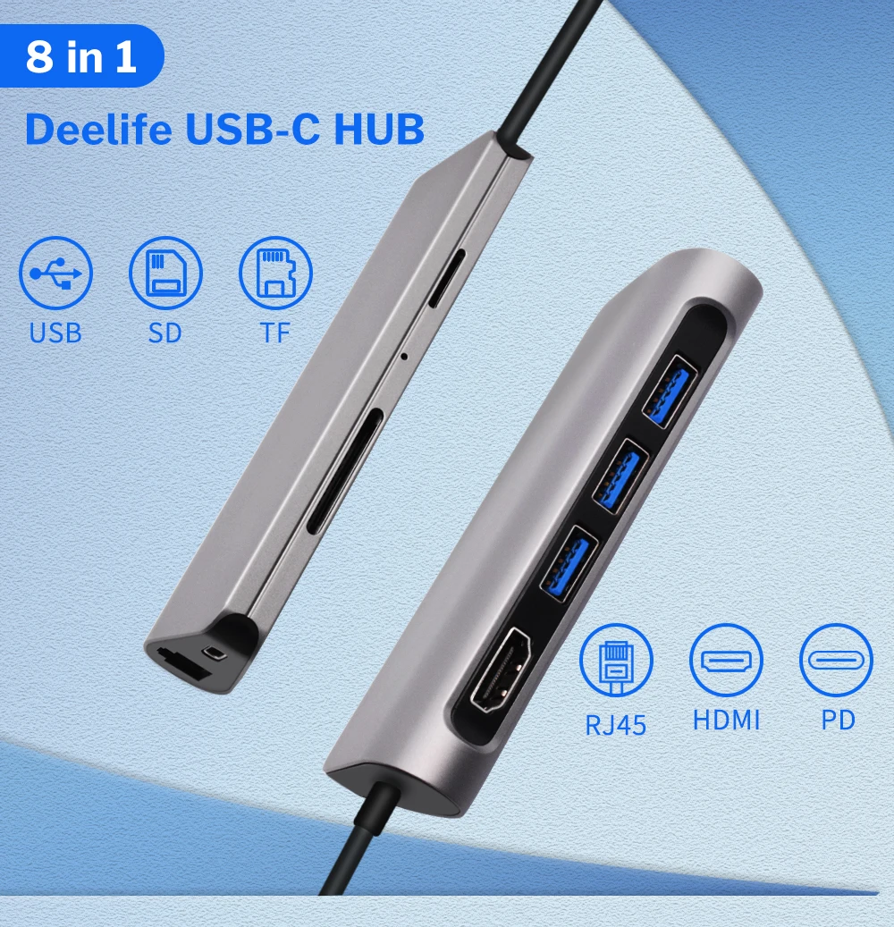 Deelife USB C концентратор type C к Мульти USB 3,0 концентратор HDMI адаптер док-станция для MacBook Pro USB-C 3,1 разветвитель порт type C концентратор