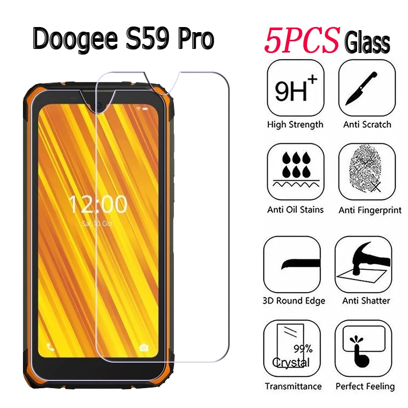 5 шт. закаленное стекло Для doogee s59 pro защитная накладка для телефона 9h 2.5d Защитная