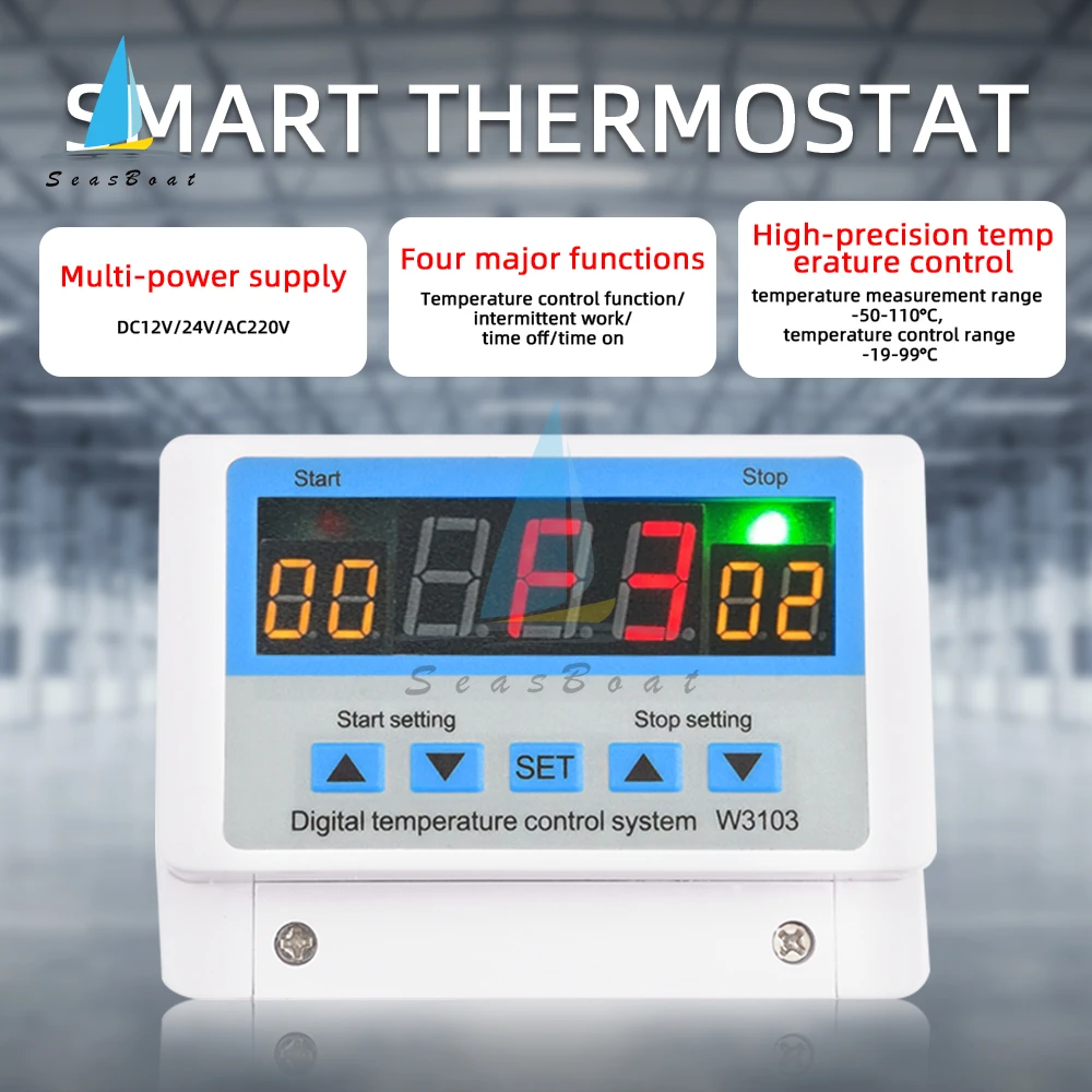 XH-W3103 AC 220V Max 5000W Digital Thermostat 30A Temperature Controller  Switch DC 12V 24V - AliExpress