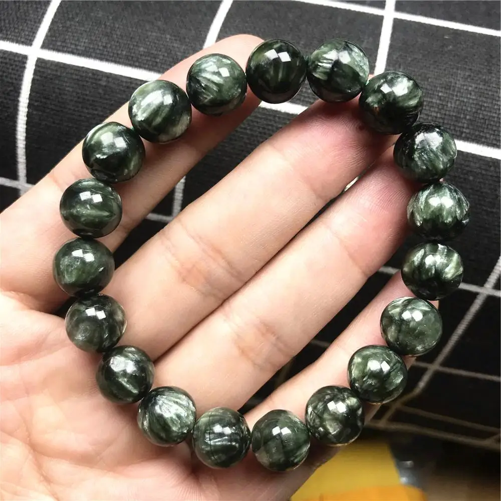 

10mm Natural Green Seraphinite Stone Bracelet For Women Lady Man Healing Gift Beauty Crystal Energy Beads Jewelry Strands AAAAA