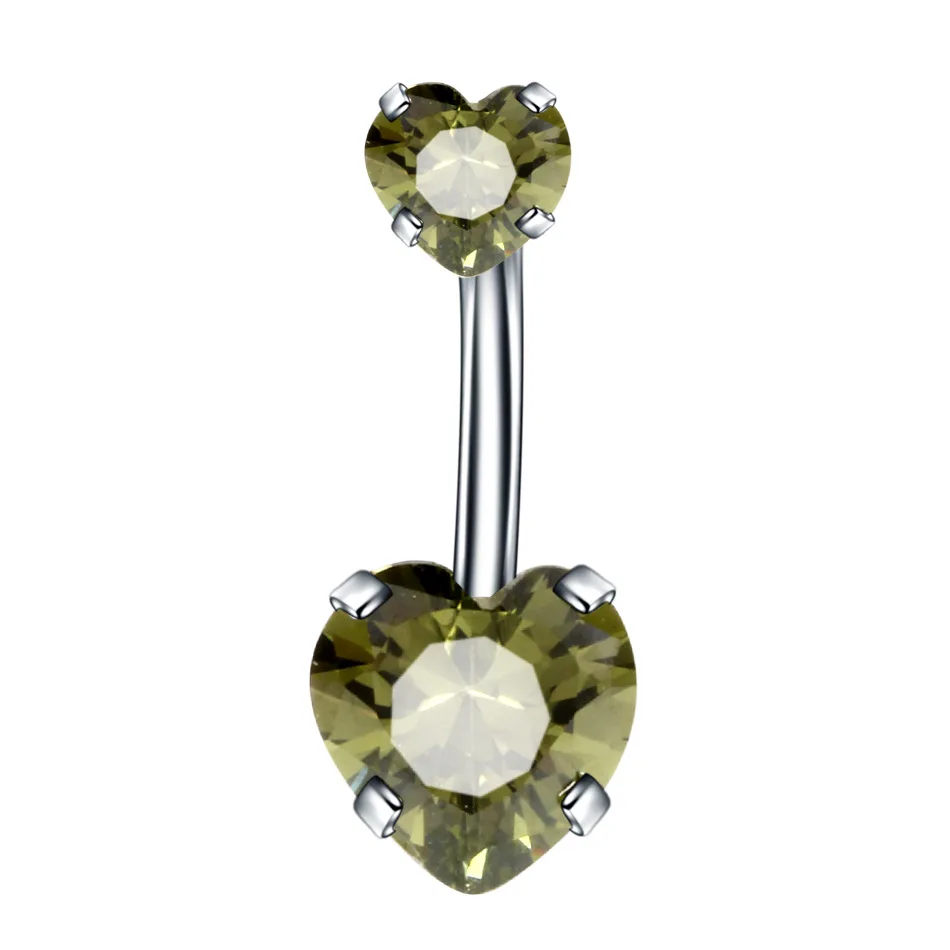 Zircon Fashion Surgical Stainless Steel Navel Piercing Heart Belly Button Rings Belly Piercing Body Jewelry Accessories 1pc