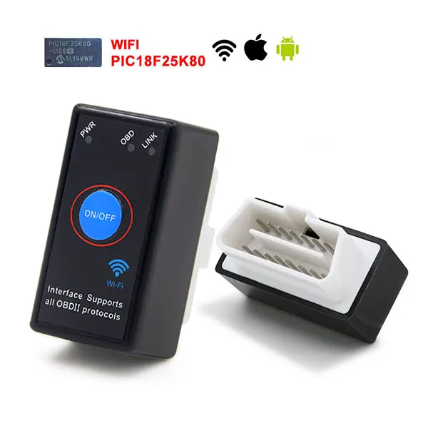 WIFI ELM327 V1.5 с чипом PIC18F25K80 MINI ELM327 Bluetooth/Wifi OBD2 сканер считыватель кодов для Android 12V автомобильный диагностический инструмент - Цвет: WIFI