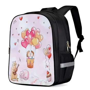 

Valentine Balloon Cake Cat Music Love Laptop Backpacks School Bag Child Book Bag Sports Bags Bottle Side Pockets