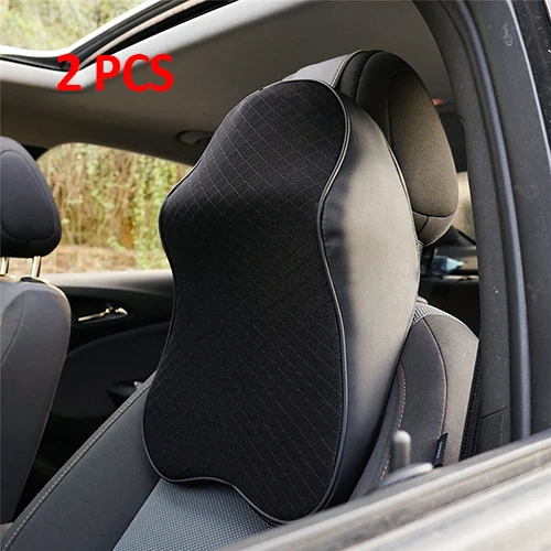 2 PCS Pillow Подушка в машину Подушки в автомобиль 3D пены памяти теплая Автомобильная подушка для шеи из искусственной кожи подушка для путешествий сиденья автомобиля Универсальная поясничная поддержка спины авто аксессуары - Цвет: 2 PCS Pillow