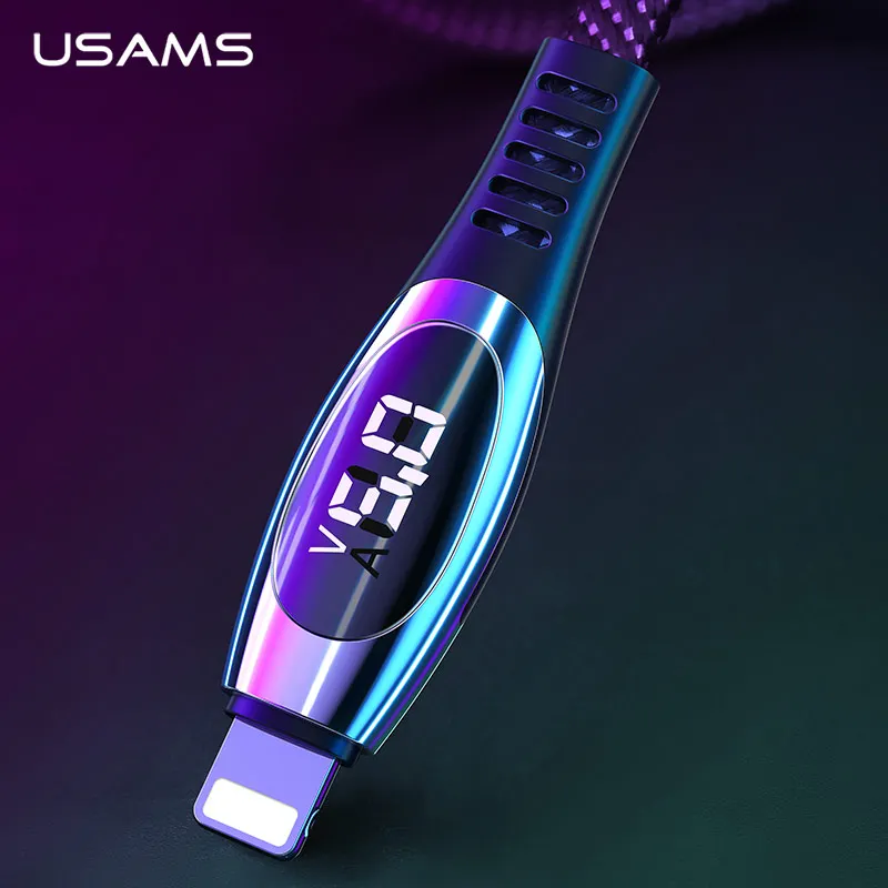 USAMS 2 м кабель для iphone X XS Max XR 8 7 6 6s plus SE 5S светодиодный дисплей 2A Быстрая зарядка