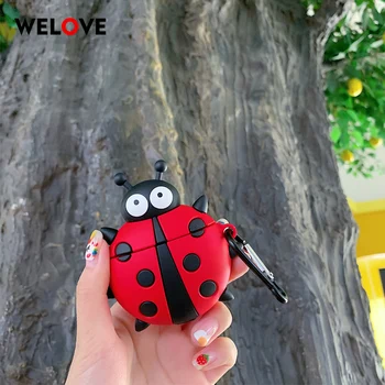 

Hot Cartoon funny ladybug Wireless Earphone Case For Apple AirPods1/2 Cover cute Soft Silicone Bluetooth Headset Box