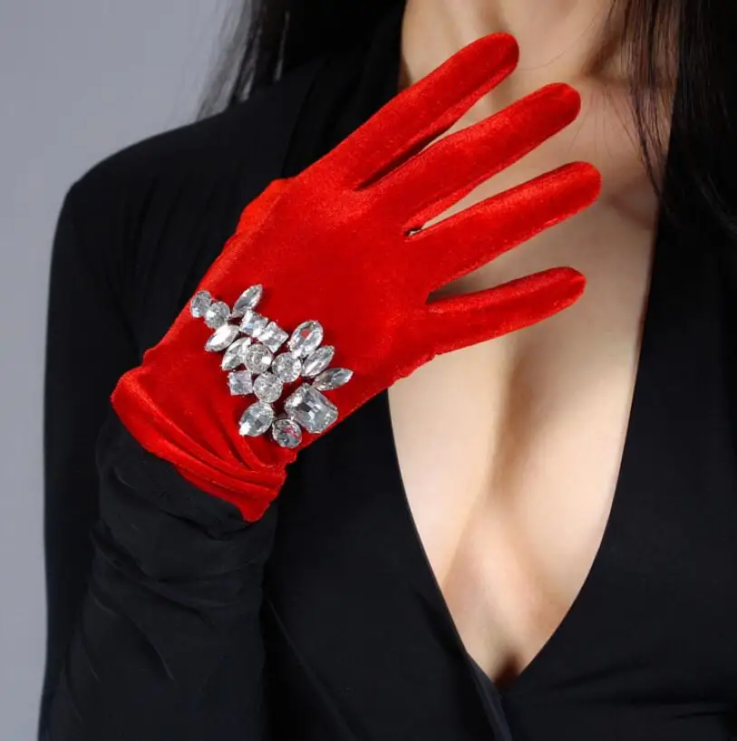 white diamonds Для женщин босоножки на высоком каблуке blingbling, со стразами, бусинами сенсорный экран бархатная перчатка lady's club производительность Формальные вечерние эластичные водительские перчатки R2056 - Цвет: white diamonds