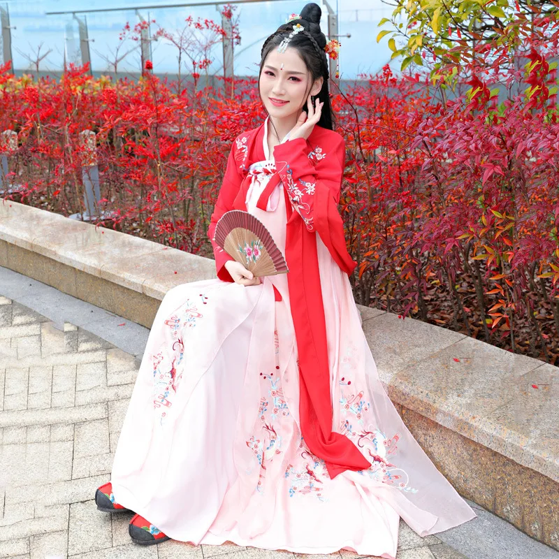 Hanfu Female Fairy Chinese Style Students Qi Chest Skirts Wide-sleeved Elegant Super Ancient Koi Skirt Improved Costume |