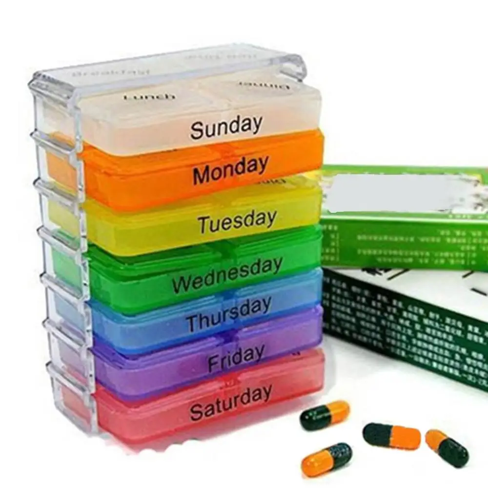 

Small Pill Box Portable One Week Sealed Medicine Box 7-Layer Folding Small Pill Case Medicine Storage Tablet Container