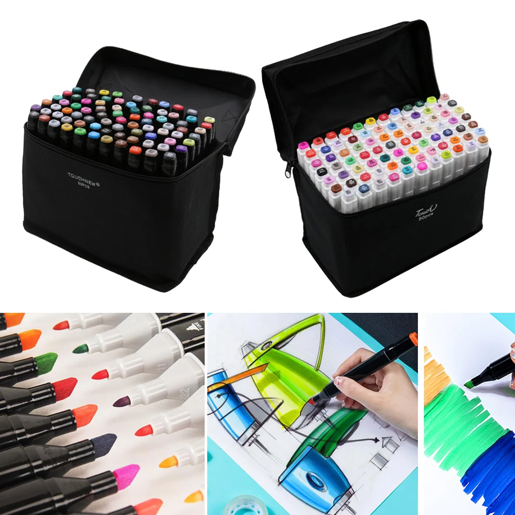 80 Colors Dual Head Brush Water Fine Broad Tip Set Drawing Based Art Marker Pens