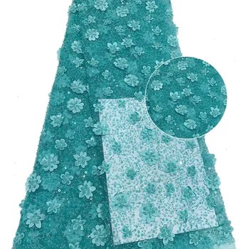 

Wedding Dress Fabric Appliqued design High quality tubes and sequins pattern Hot sale most popular French net lace fabric