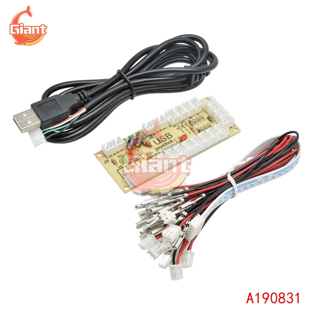 DIY Zero Delay Arcade USB Arcade Joystick Circuit Board Wiring USB Encoder PC to Joystick Fighting Games Replacement Parts 2 Pin