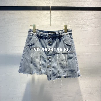 

Women's denim short skirt women 2020 spring and summer new fashion button irregular casual elegant mini skirt women skirts