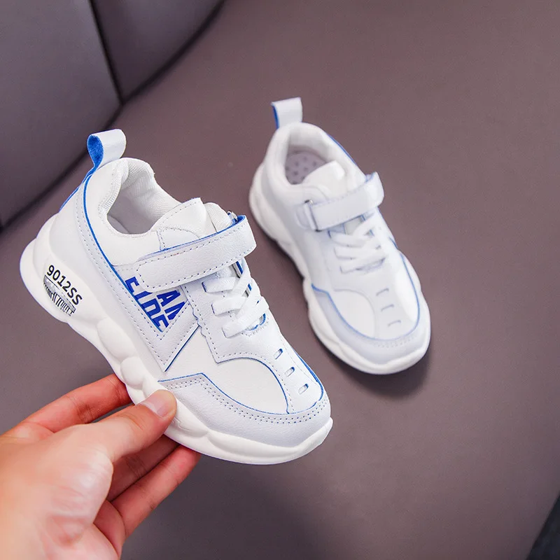 2019 Новая Осенняя повседневная обувь для девочек детская белая обувь кожаная Спортивная дышащая обувь для мальчиков детская обувь на