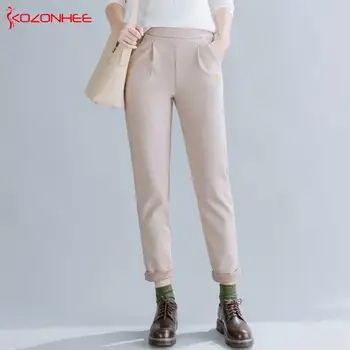 

Plus Size Woolen Thicken Women's Pants High Waist Loose Casual Harem Pants woman pants streetwear women Big size L-5XL