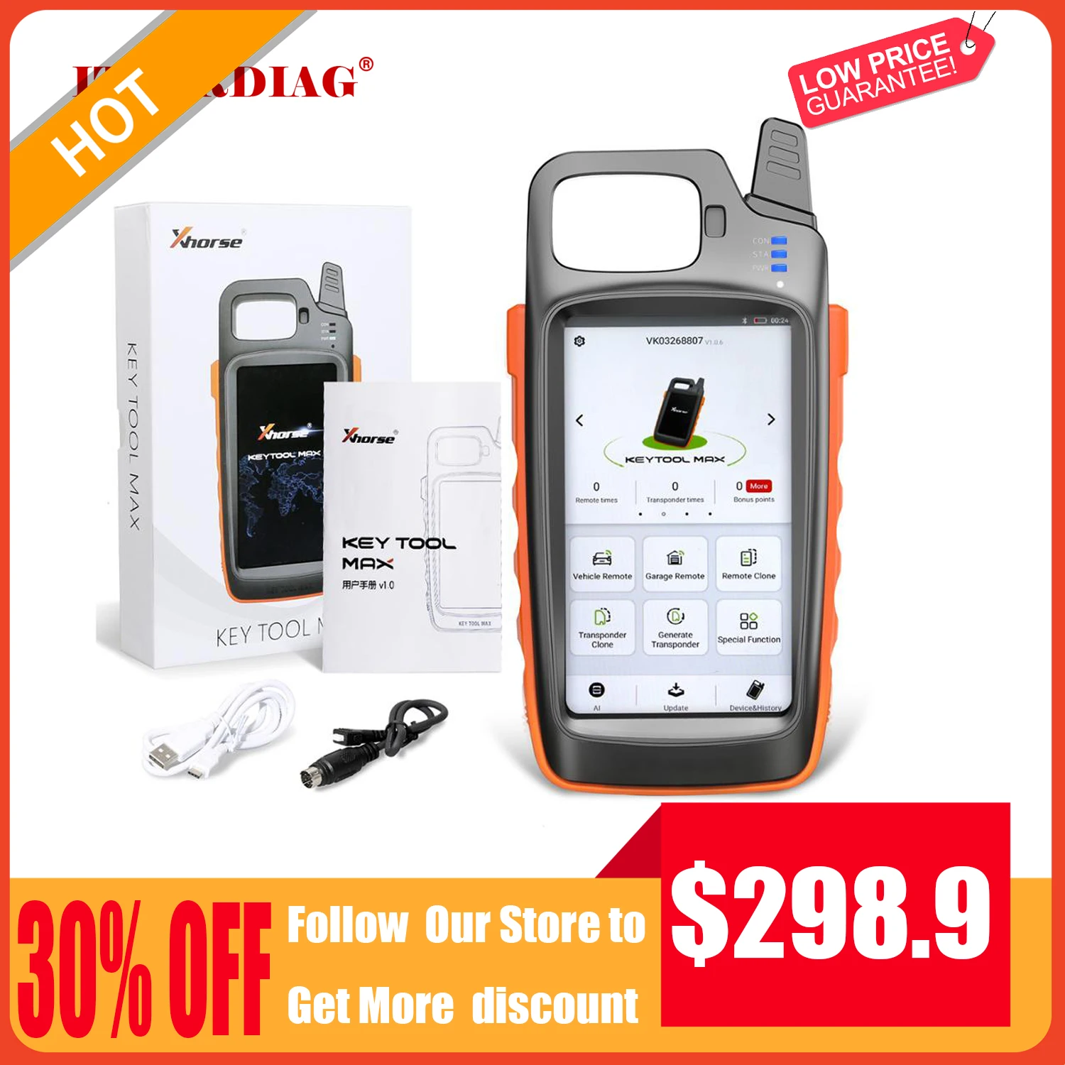 US $365.00 Original Xhorse VVDI Key Tool Max Remote Car Key Programmer With Xhorse VVDI MINI OBD Tool Can Choose Xhorse VVDI Super Chip