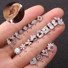 Sellsets 1 шт. серебристый цвет cz гвоздики бабочка сердце цветок корона Спираль пирсинг для пупка серьги в форме ракушки