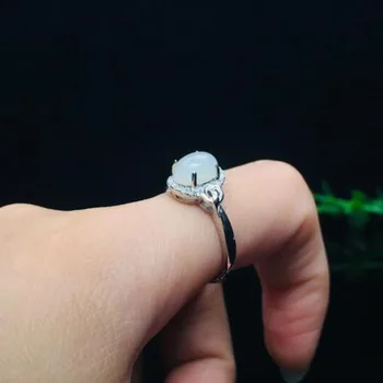 

Natural Hetian White Jade 925 Sterling Silver Inlay Zircon Wedding Ring For Women Fine Jewelry Christmas Gift