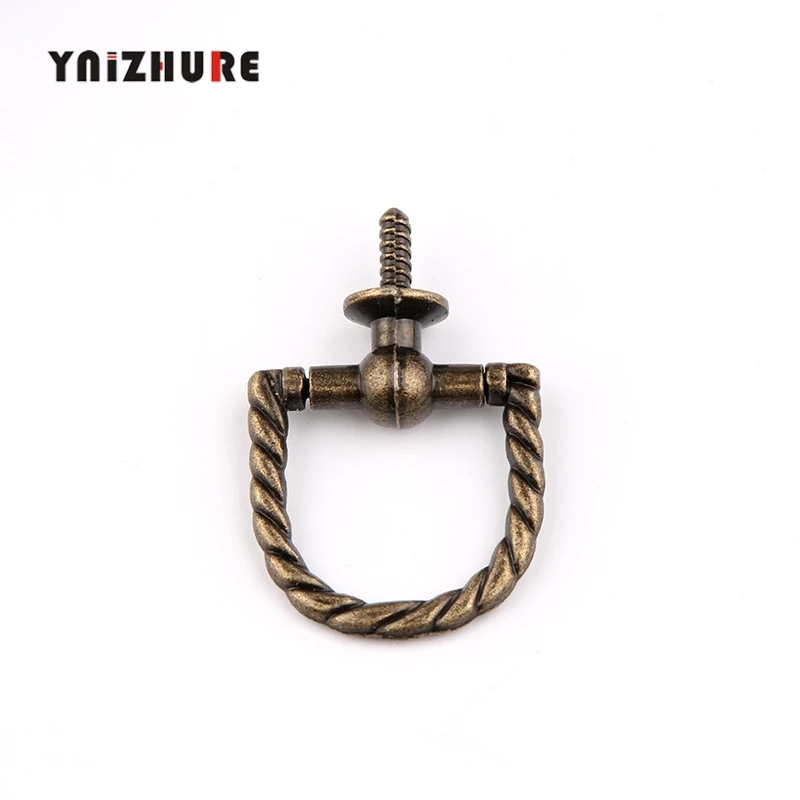 

2pcs 29*28mm Antique Handle Cabinet Knobs Jewelry Box Drawer Cupboard Alloy Pull Handles Self-Tapping Screws Vintage Furniture