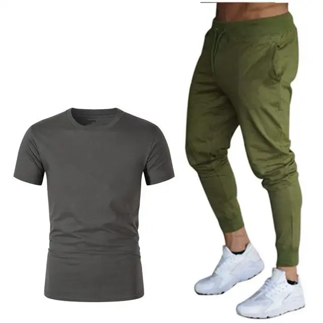 Черный Camiseta de manga corta para hombre с логотипом marca Tide camiseta suelta casual de moda+ Pantalones deportivos para Corner 20 - Цвет: Черный