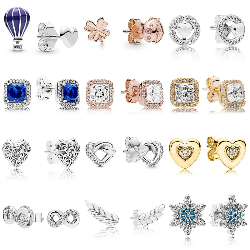 

Women Ear Studs Four-Leaf Clover Ladybird Knotted Heart Timeless Elegance Crystal Pan Earring With Women Wedding Jewelry