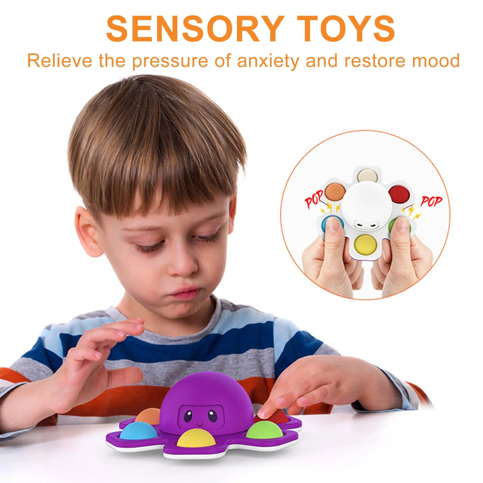 1PCS New Anti Stress Push Bubble Fidget Spinner Face-Changing Sensory Toy Push popete Spiner Stress Relief Fidget Toys For Kids 3