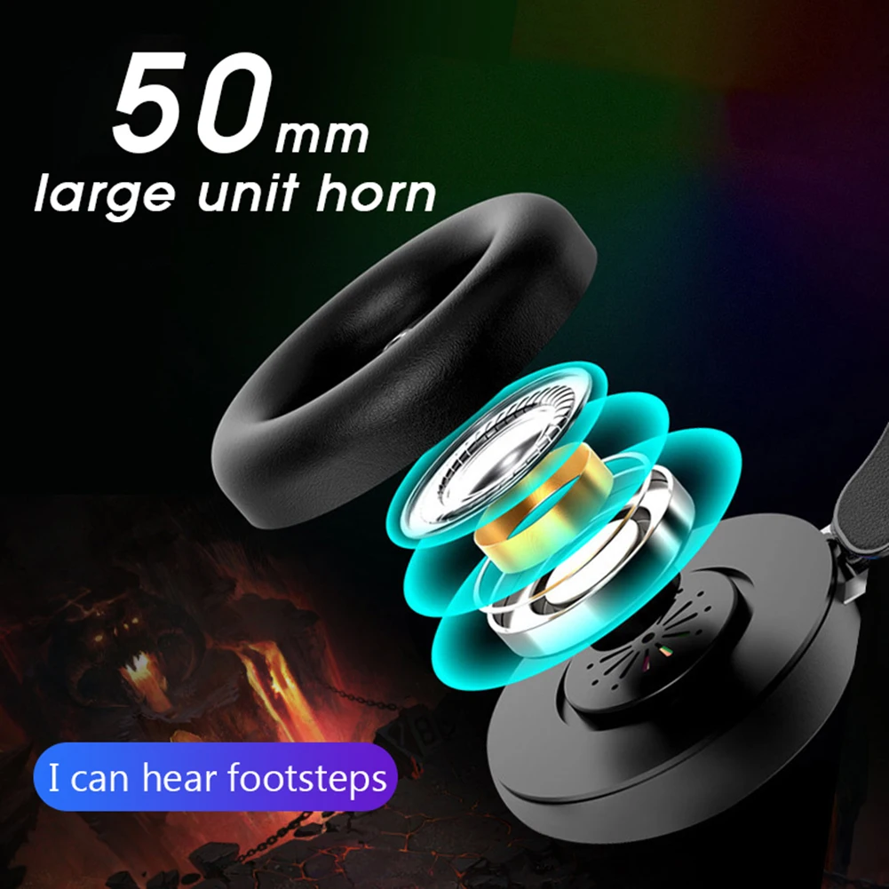 Wired Over ear Headset Game Earphones 7 1 Surround Stereo Sound Headsets with Mic Breathing RGB LED Lamps for PC Laptop Gamer