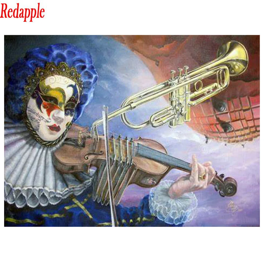 5D алмазная живопись маска для скрипки Женская Полная квадратная круглая