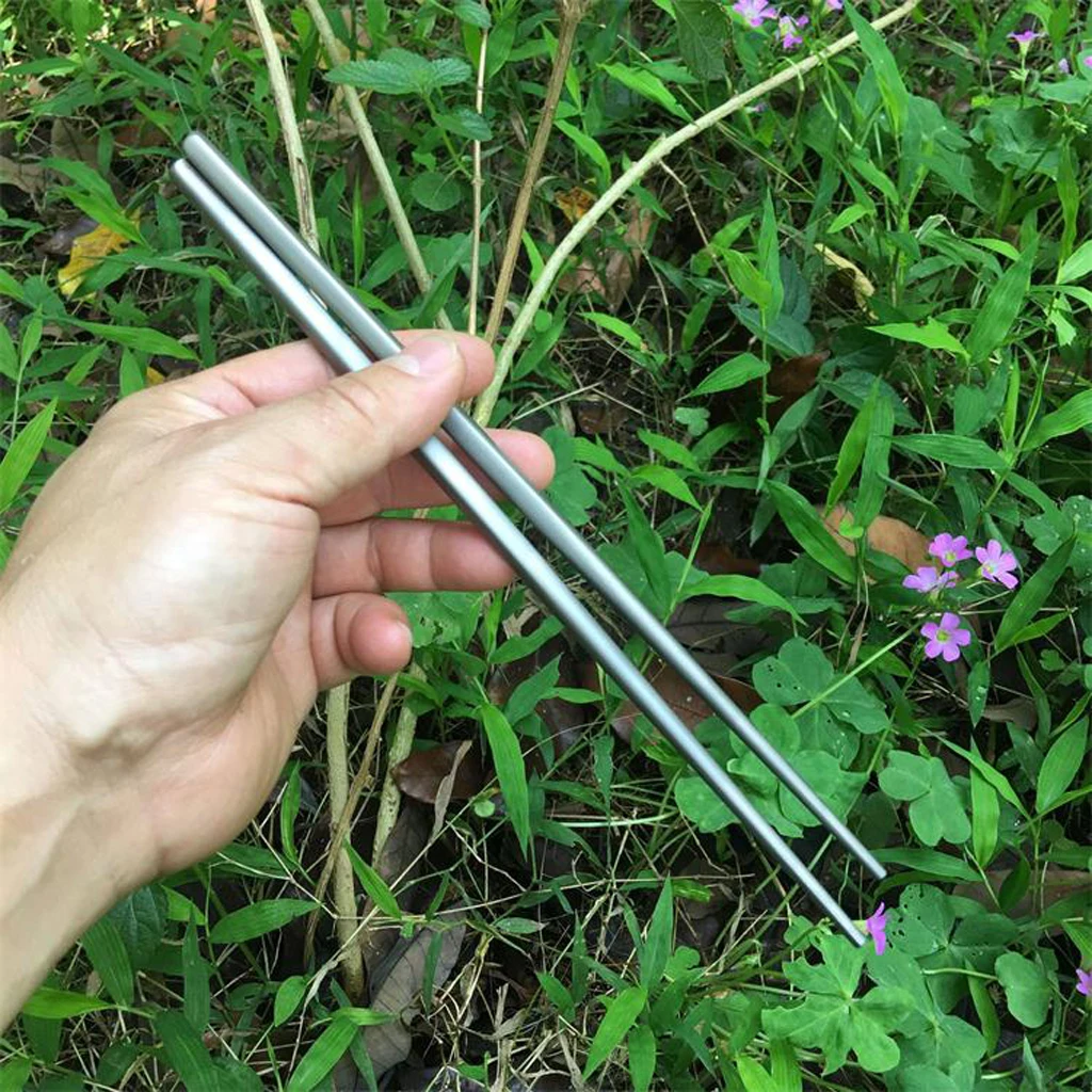 1 Pair Pure Titanium High Quality Chopsticks Camping Picnic Meal Dinnerware