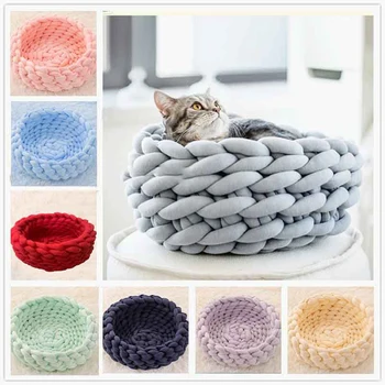 Cat House Cushion Soft Long Plush Warm Pet Mat Cute Kennel Cat Sleeping Basket Bed Round Fluffy Comfortable Touch Pet Products 1